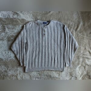 Vtg Gant Men's Beige USA 100% Cotton Knit Henley Shirt | L